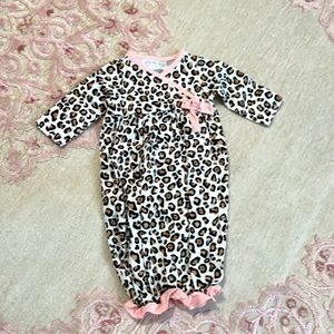 Mud pie leopard baby gown 0-3m